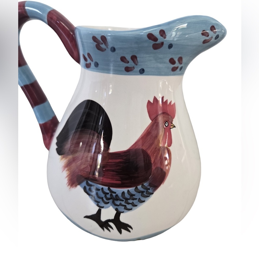 Hand Painted Rooster Pitcher – Farmhouse / Country Kitchen Décor - Picture 13 of 13